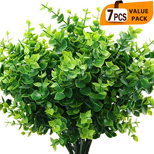 ElaDeco Artificial Boxwood (Pack of 7),Artificial Farmhouse Greenery Boxwood Stems Fake Plants