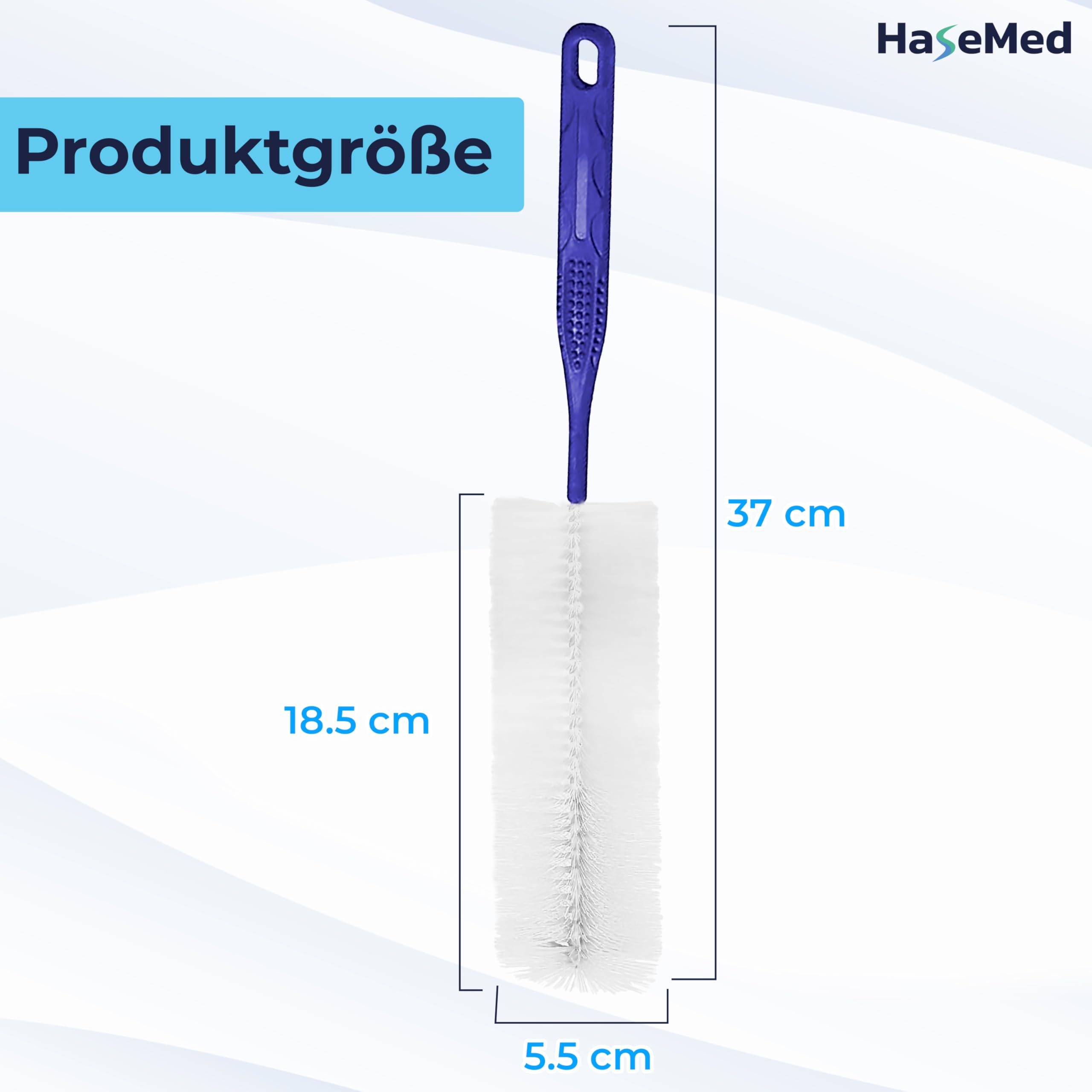 HaseMed szczotka do butelek z moczem, 10 sztuk, szczotka do czyszczenia butelek z moczem, długość 37 cm, wykonana z wytrzymałego tworzywa sztucznego polipropylenowego, higieniczna, trwała i elastyczna