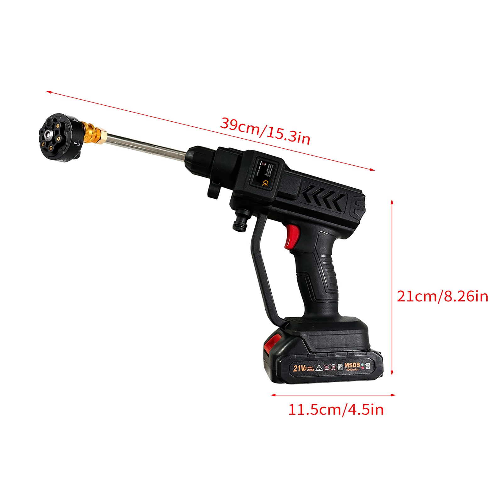 Shkalacar Idropulitrice Portatile 60 Bar 300W, Idropulitrice Batteria Alta Potenza con Batteria Ricaricabile Ugelli 5in1, Senza Fili per l'irrigazione, Pulizia, Auto, Pavimento