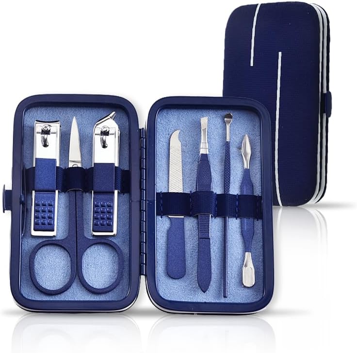 7-in-1 Professional Manicure & Ear Care Kit – Stainless Steel Nail Clippers Set with Travel Case, Precision Grooming Tools for Men & Women (Hand, Foot & Ear Hygiene)