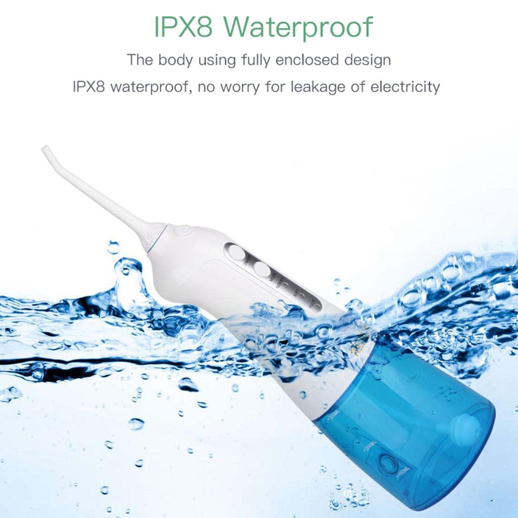 Jojomis Flosser ad acqua senza fili 300 ml USB ricaricabile e portatile Irrigatore orale con custodia per viaggi 3 modalità IPX7 impermeabile filo interdentale - Irrigatore orale