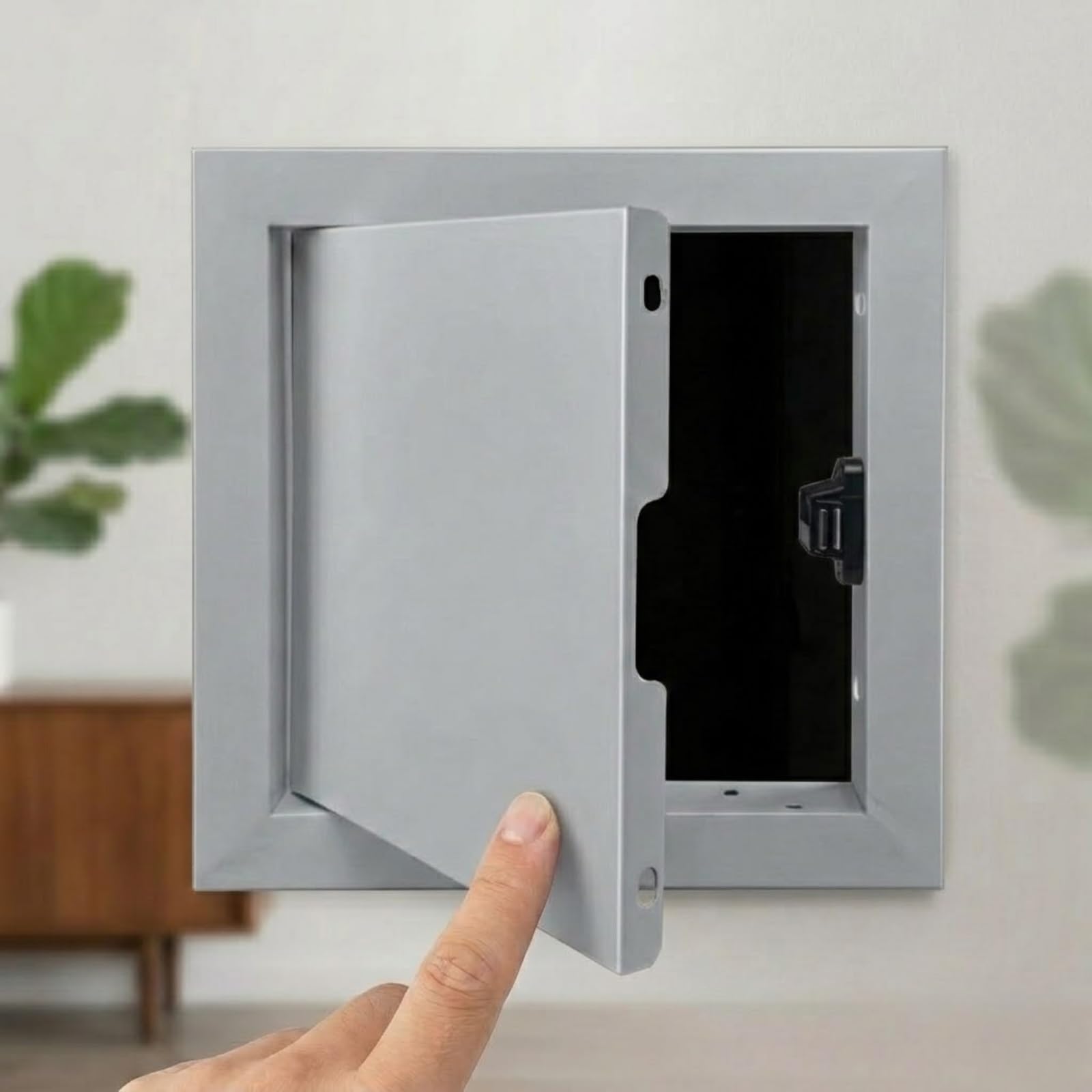 Yqyhnb Gray Square Aluminium Access Panel, Flush Fit Plasterboard Inspection Hatch, Push Lock Wall & Ceiling Access Panel Door For Electrical Plumbing(,350X350mm)