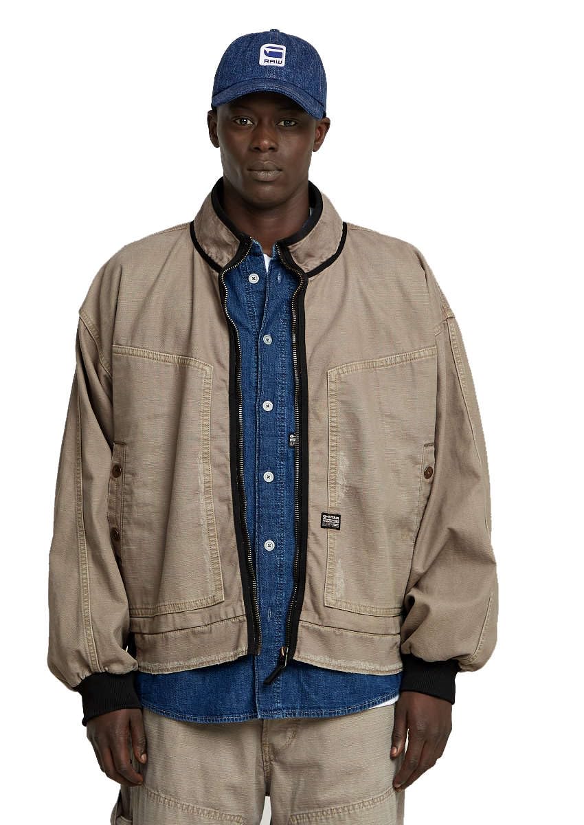 G-Star Men's Oversized Denim Bomber, Green (flint grey gd D26176-D491-H120), M