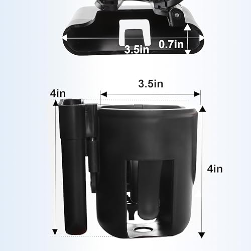 Miniatura 7 de Portavasos 2 en 1 con soporte reversible para teléfono, apto para silla de ruedas, patineta, bicicleta, movilidad, cámper, cochecito con clip