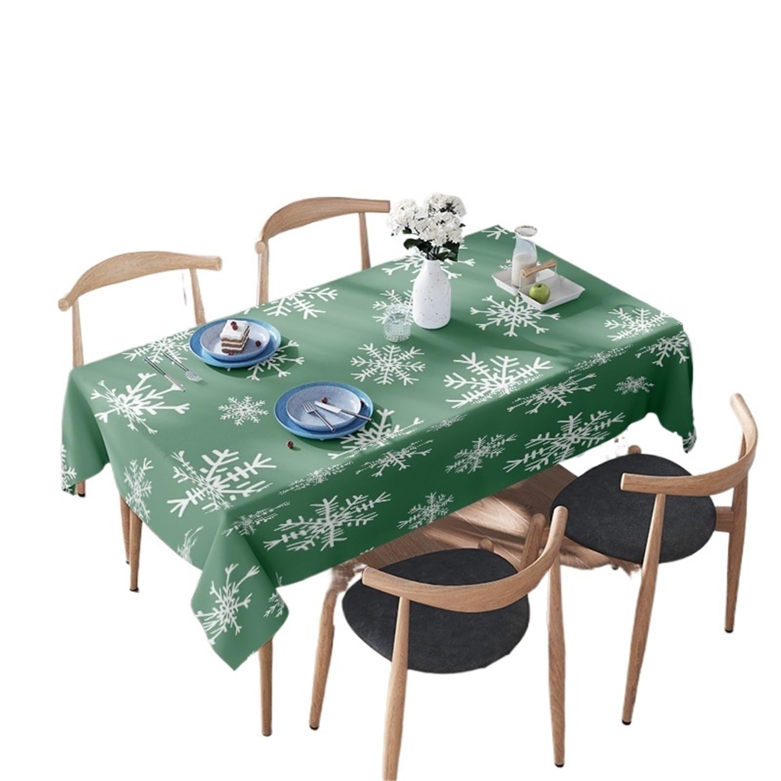 LYXYGMV Snowflake Tablecloth Party Decoration Home Decor Green Plaid Print Table Cover For Dining Room for Dining Room(120x140CM)