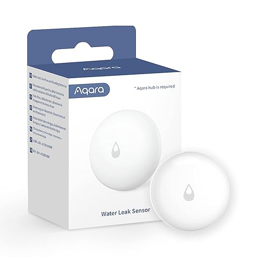 Aqara Water Leak Sensor, Requires AQARA HUB, Wireless Water Leak Detector, Wireless Mini Flood Detector for Alarm System and Smart Home Automation, for Kitchen Bathroom Basement, Works with IFTTT