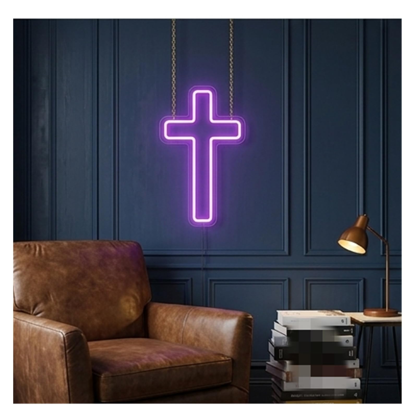 Hängende Kunst-Leuchtreklamen Kreuz Neon Zeichen Christian Jesus Religiös(Violett)