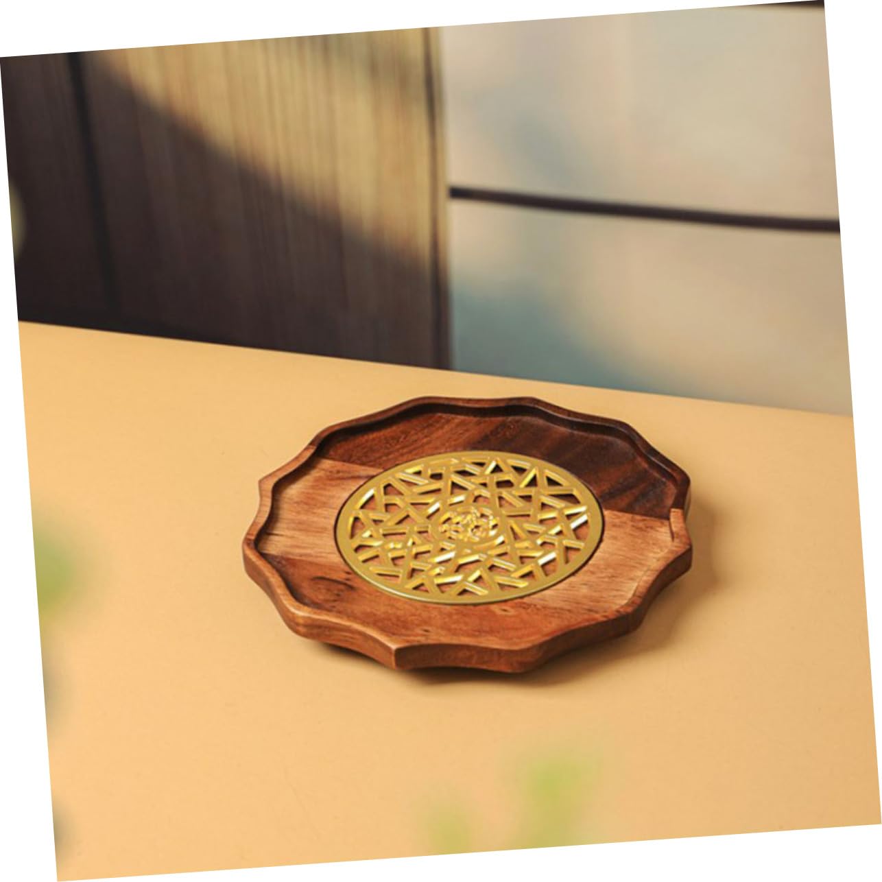SHOWERORO Teaware Tray Tea Pot Holder Teacup Storage Plate Chinese Style Tea Serving Tray for Kettle