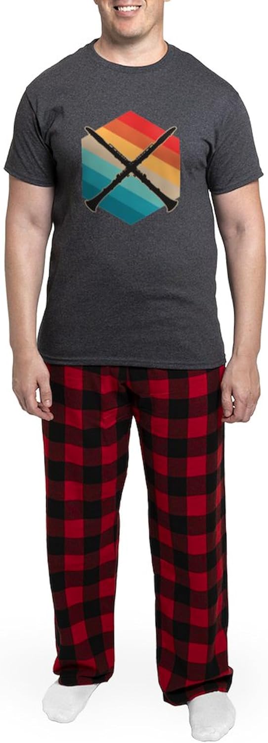 CafePress Clarinet Retro Sunset Men's Charcoal Novelty Pajamas