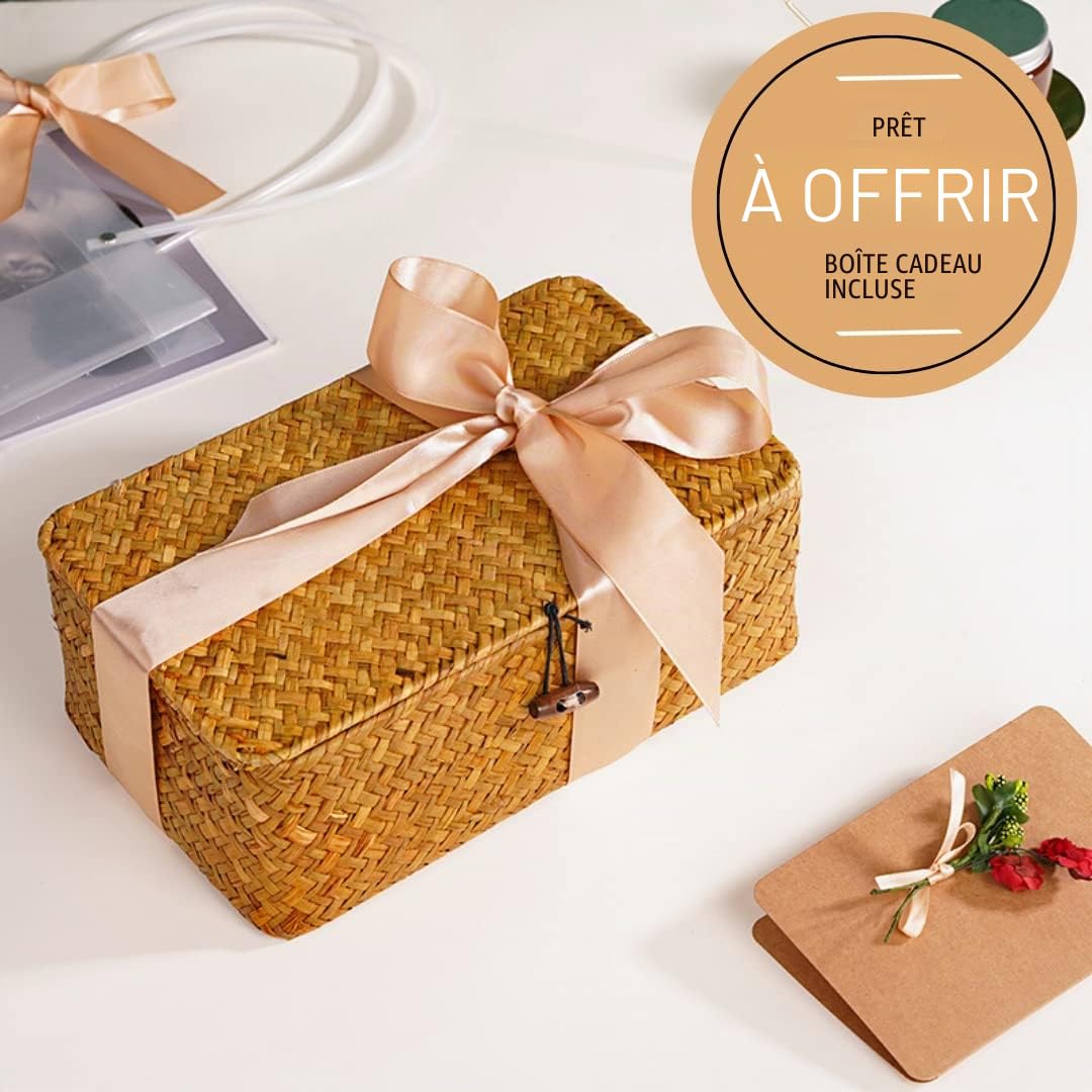 Coffret Cadeau Femme Premium | Soin du Corps et Bien-être | Panier Tressé Réutilisable et Carte Personnalisable | Idée Cadeau Original et Utile | Cadeau de Noël, Mariage, Saint-Valentin, Anniversaire