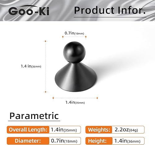 Miniatura 4 de Goo-Ki Perillas negras para cajones de cocina, accesorios de aleación de zinc, paquete de 6 tiradores de un solo agujerotornillo negro mate