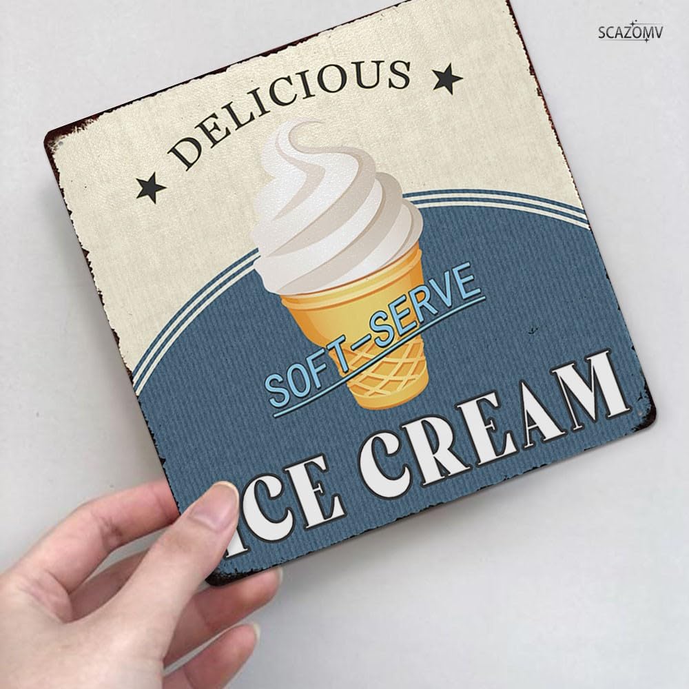 Insegna In Metallo Vintage Con Gelato - Rosefinch Stone - 30,5 X 20,3 Cm - Decorazione Da Parete Per Bar E Ristoranti - 2