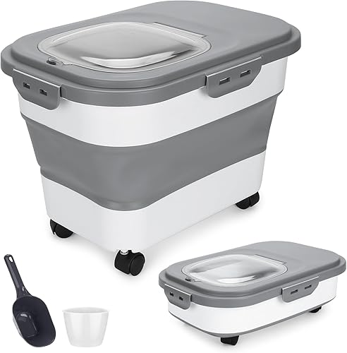 YECERCAN Contenedor de almacenamiento de comida para perros de 25 libras, recipientes herméticos para almacenamiento de alimentos para mascotas con