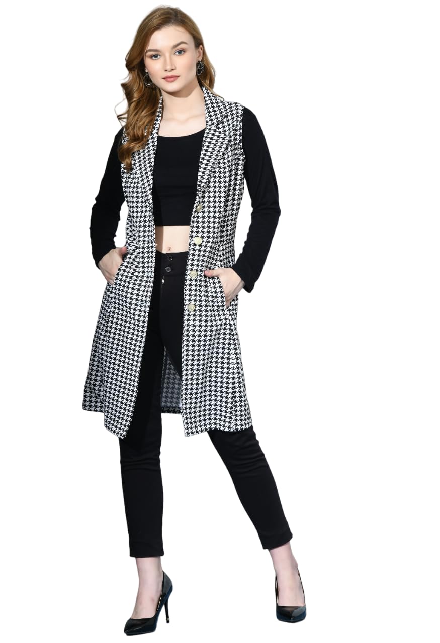 sfoty Women Casual Long Line Check Party Shrug-picture-55