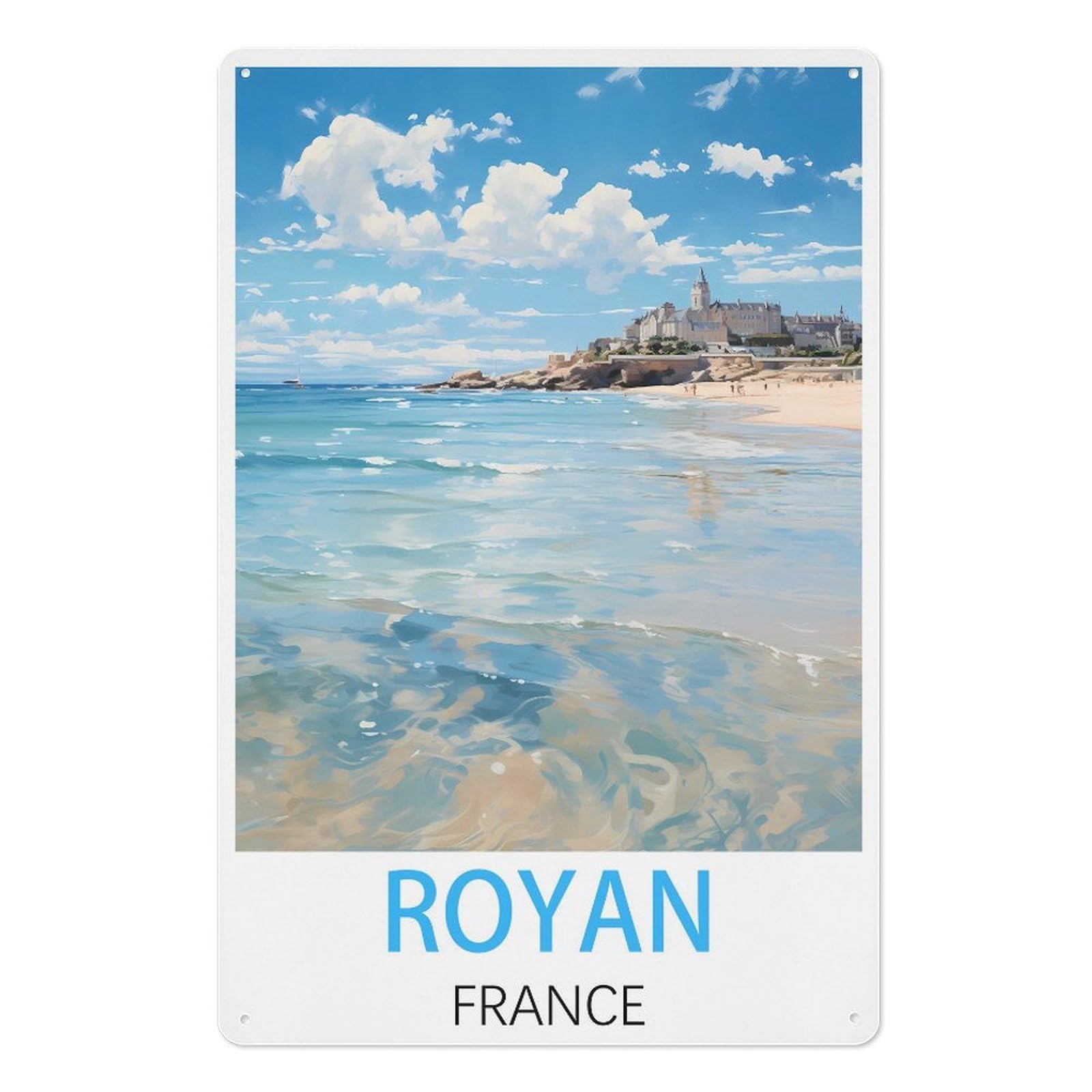 Royan France Vintage Travel Poster Vintage Tin Sign 08x12inch(20x30cm) Wall Art for Home Office Bedroom Living Room Cafes Wall Decor
