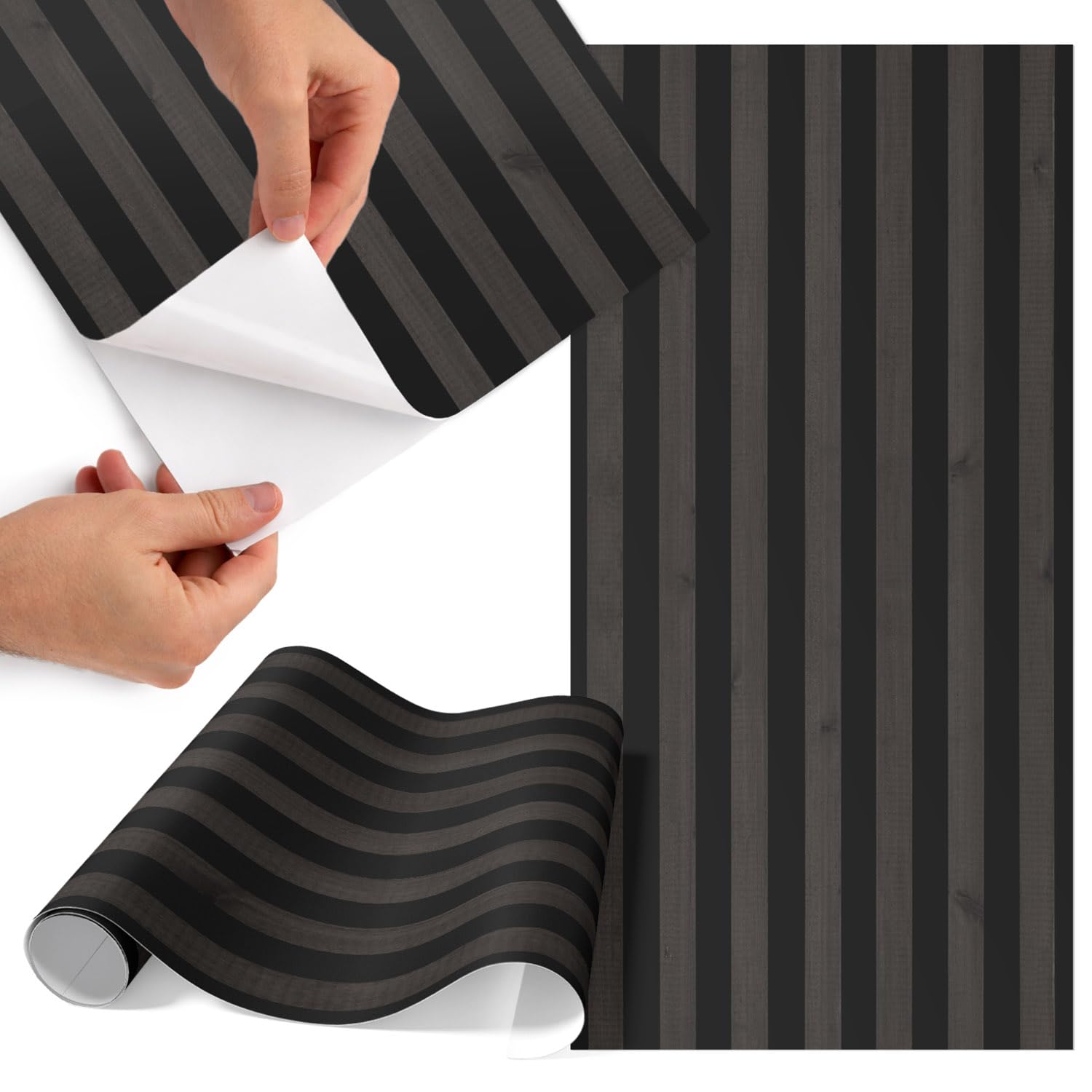Papel Vinilo Adhesivo para Muebles 75x150 cm Mate Impermeable en Color Cinturones Negros