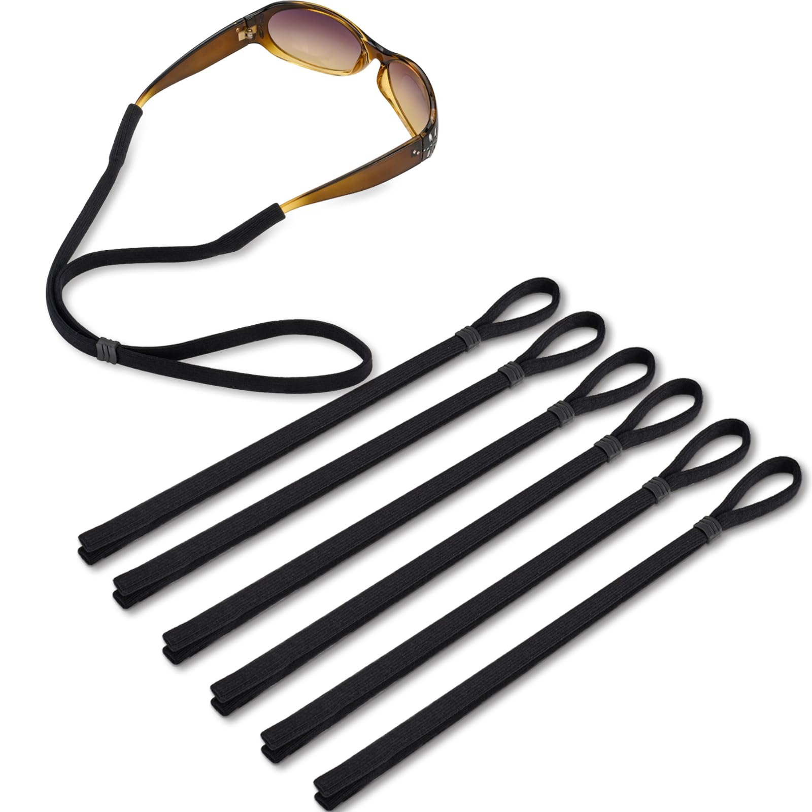 Glasses Strap Great Value 6 Pack Black,Soft Glasses Lanyard Suitable Various Sports & Jobs ,Comfortable Sunglasses Strap Pocket-Sized ,Eyeglass Strap
