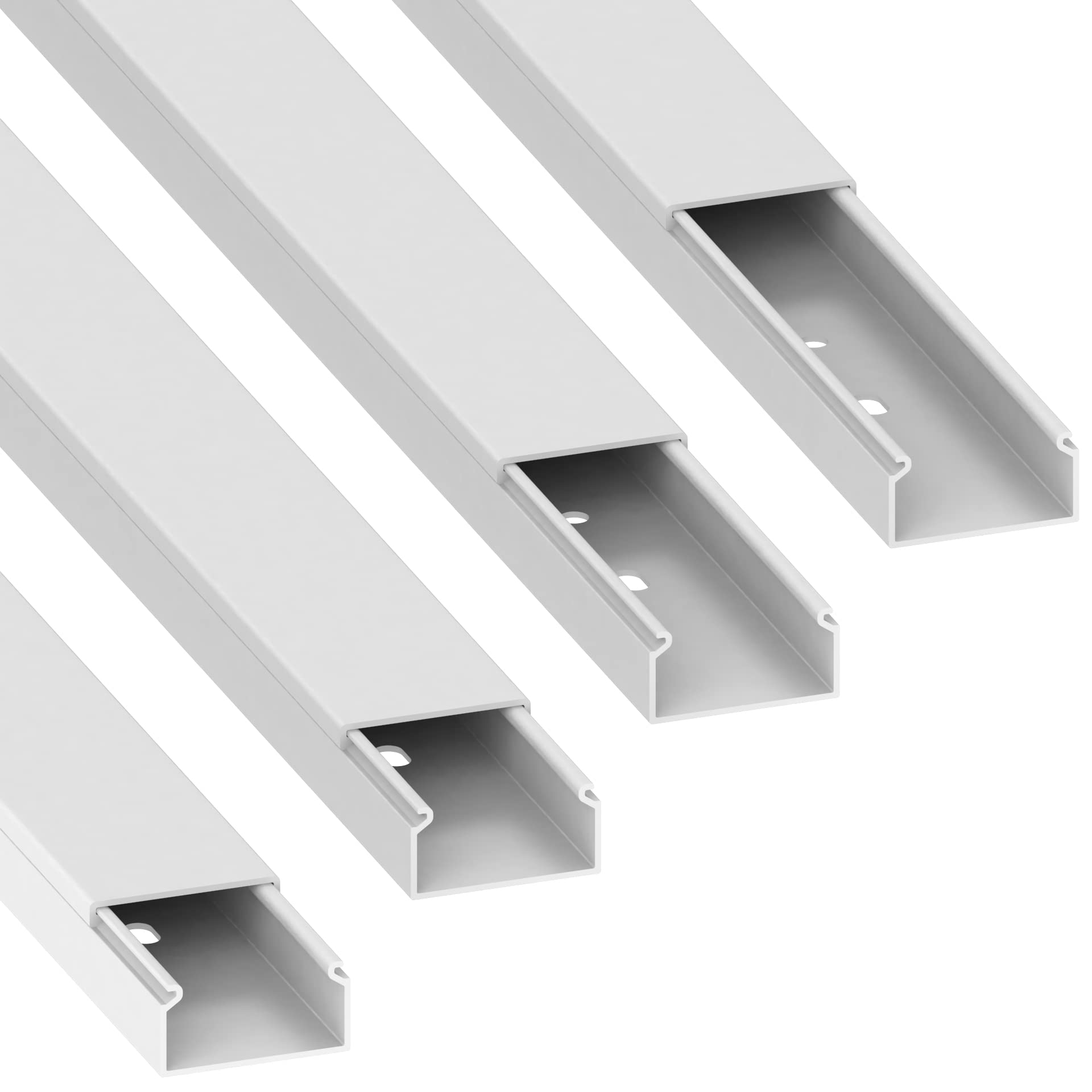 Habengut | Goulotte de câblage (avec trous de montage dans le sol) 15x30 mm, en PVC, longueur 4 m (4 x 1 m), blanc