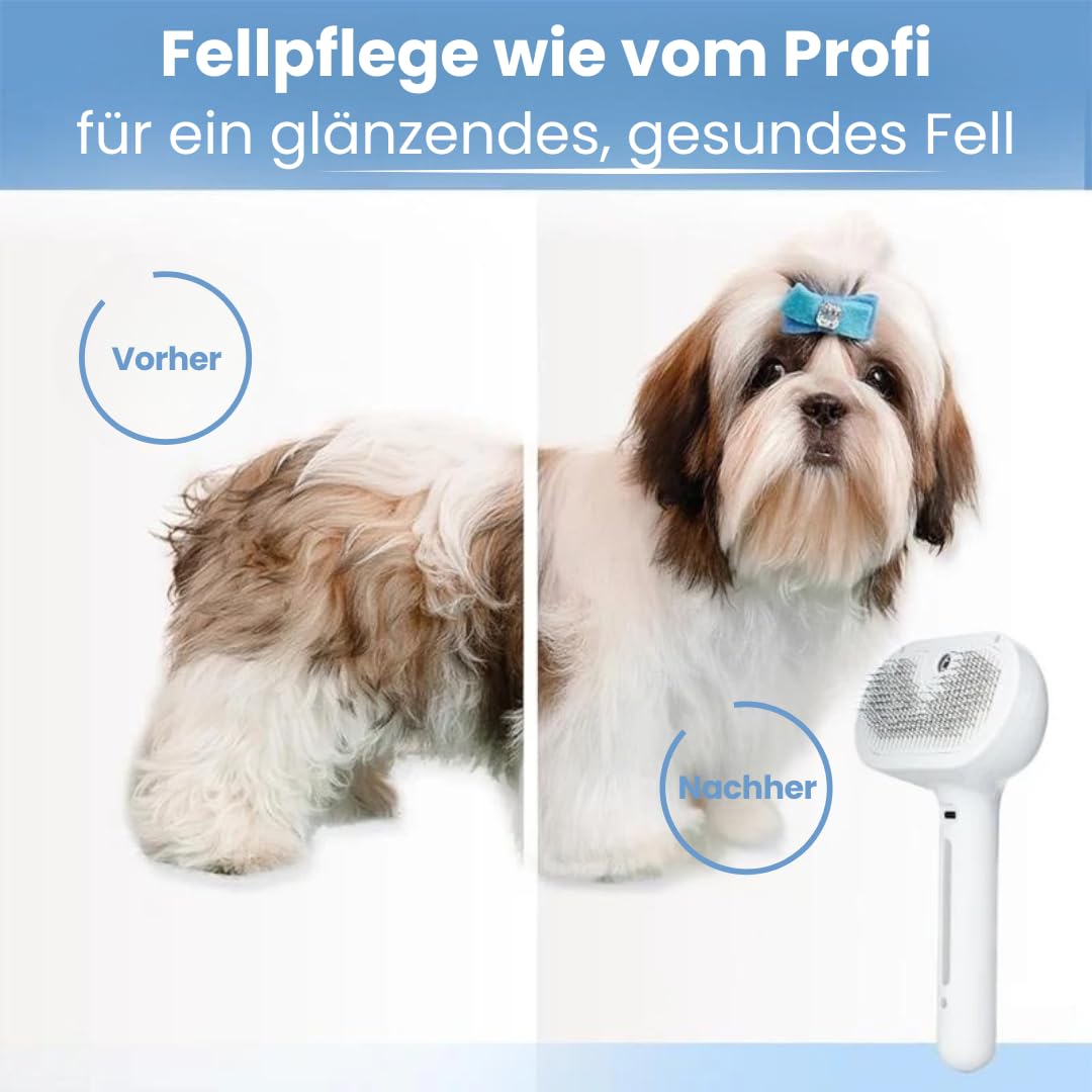 Felanis 3-in-1 Fellbürste mit Sprühnebel Katzenbürste mit Dampf Dampfbürste für Katzen und Hunde, Massage, Grooming & Haarentfernung