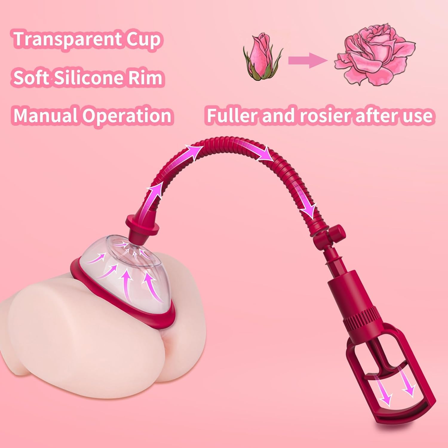 Pompe à Vide Manuelle pour Clitoris et Vagin, Stimulateur Féminin Intensifié, Plaisir Sexuel Accru, Aspiration Puissante, Sensibilité Augmentée, Outil de Plaisir pour Femmes (Version Rouge)