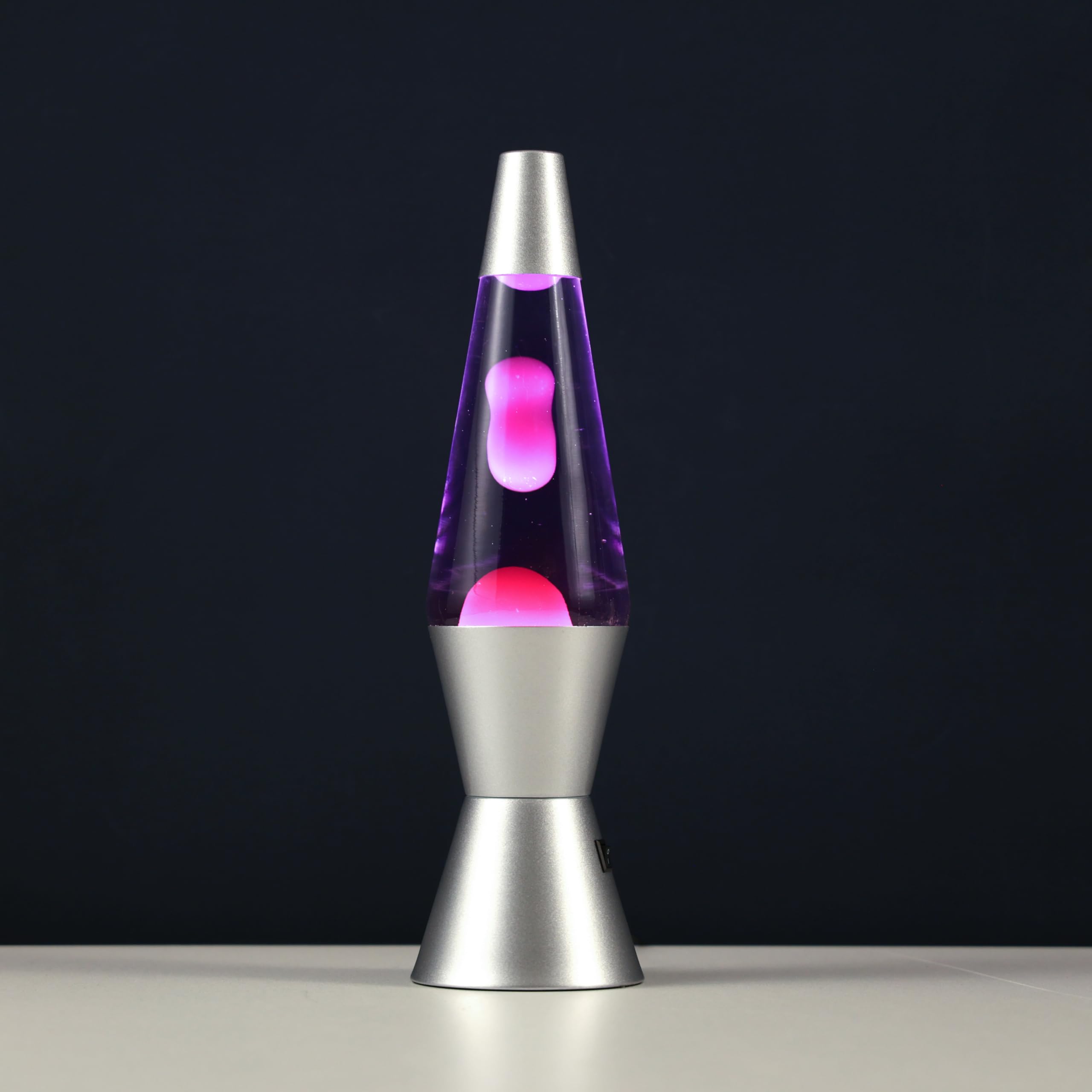 I-TOTAL® - Lampe à lave LED – Design moderne avec effet bulles fluides, basse consommation, lumière LED intégrée, 37 cm (Base Argentée Liquide Violet Cire Rose)