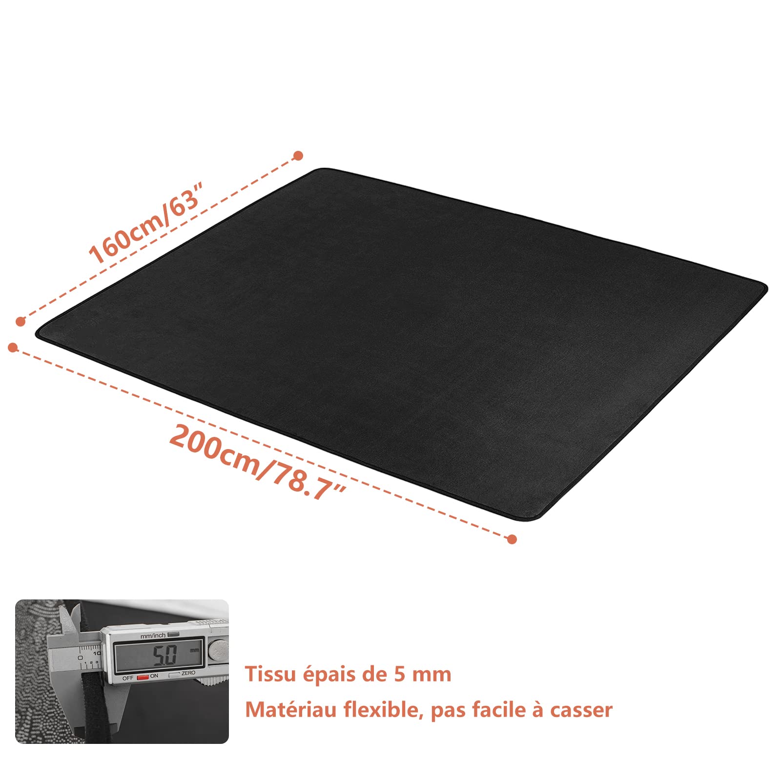 IBVIVIC Tapis pour Batterie et Percussions Antidérapant & Insonorisé, Tapis Professionnel de Jazz, pour Grosse Caisse Claire et Autres Instruments de Musique 160×200CM (Noir)