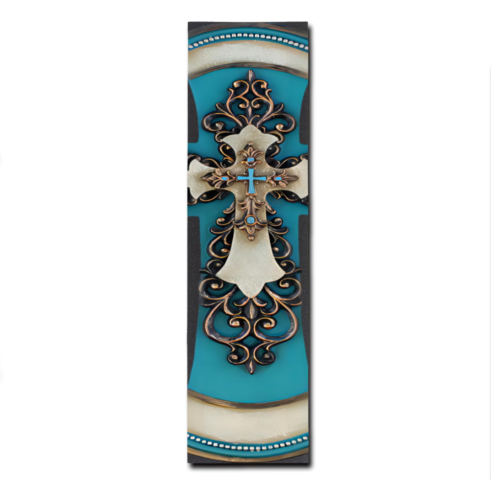 Grip Tape Skateboard- Rustic Western Tooled Leather Old River Turquoise Cross Longboard Scooter Griptape for Rollerboard Stairs Pedal Wheelchair Step