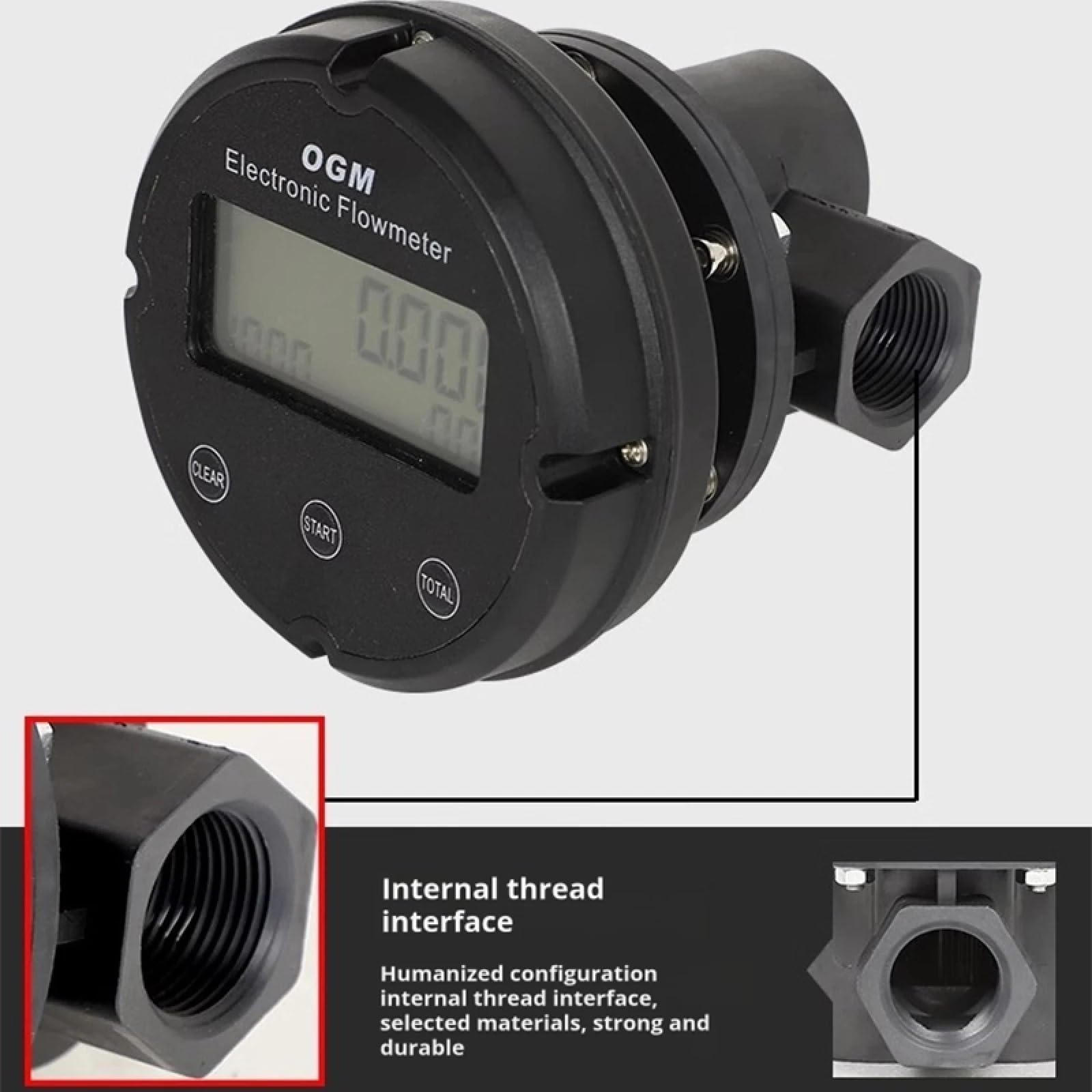 Medidor de Flujo de turbina electrónico Medidor de Flujo de Combustible Digital de plástico de 1 Pulgada Medidor de líquido Diesel de Alta precisión for Uso Industrial