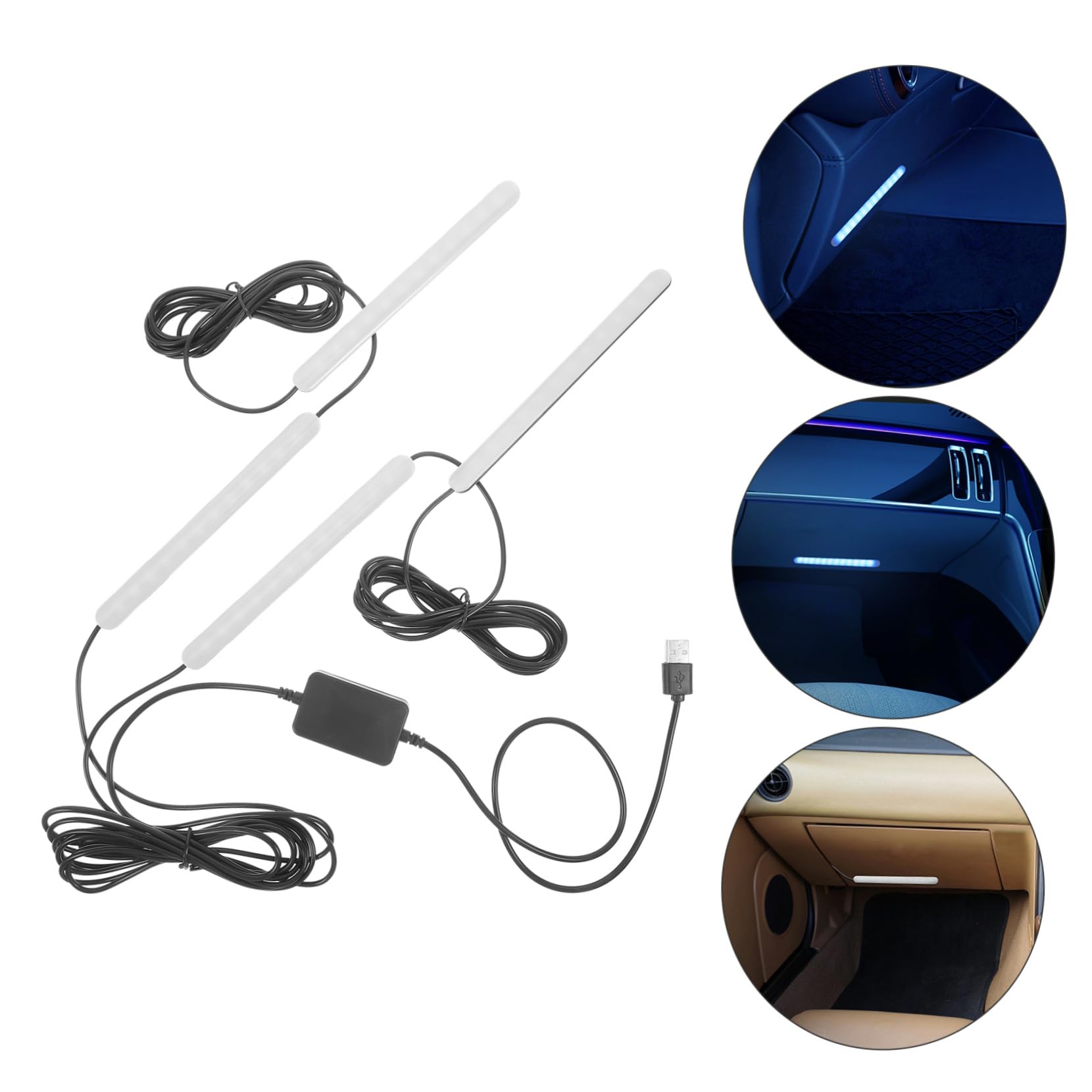 Mikinona Barra De Luz Led Interior para Coche Líneas Diseño USB Leds Bajo Tablero Iluminación De Coche