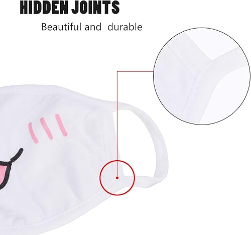 Miniatura 4 de Máscara kawaii, 5 unidades de máscara facial de anime para mujer, máscara facial reutilizable y bonita de Kaomoji