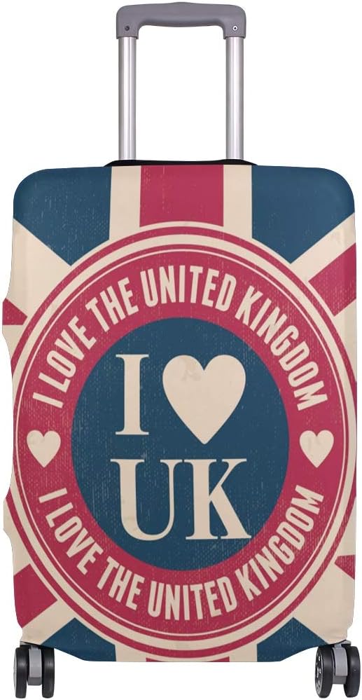 ALINLO Vintage Love UK Luggage Cover Baggage Suitcase Travel Protector Fit for 18-32 Inch
