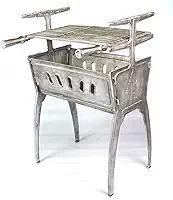 Churrasqueira De Alumínio Fundido Grande 76cm Altura Com 2 Niveis de Elevação de Grelha, Desmontável + Pegador de Carnes de Inox 32cm - Churrasco