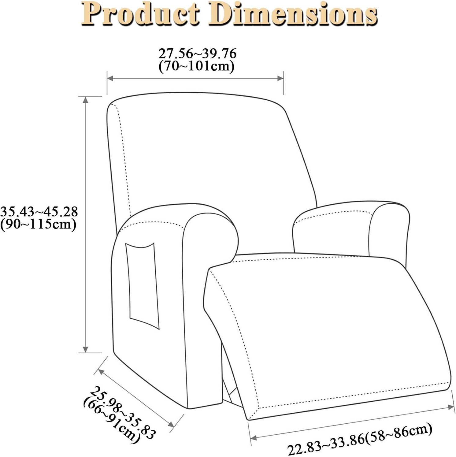 Morbuy Solid Color Flannel Recliner Covers for Recliner Chair Stretch, 4 Pieces Recliner Slipcovers with Elastic Bottom Recliner Sofa Covers with Pocket Recliner Couch Cover (Purple)