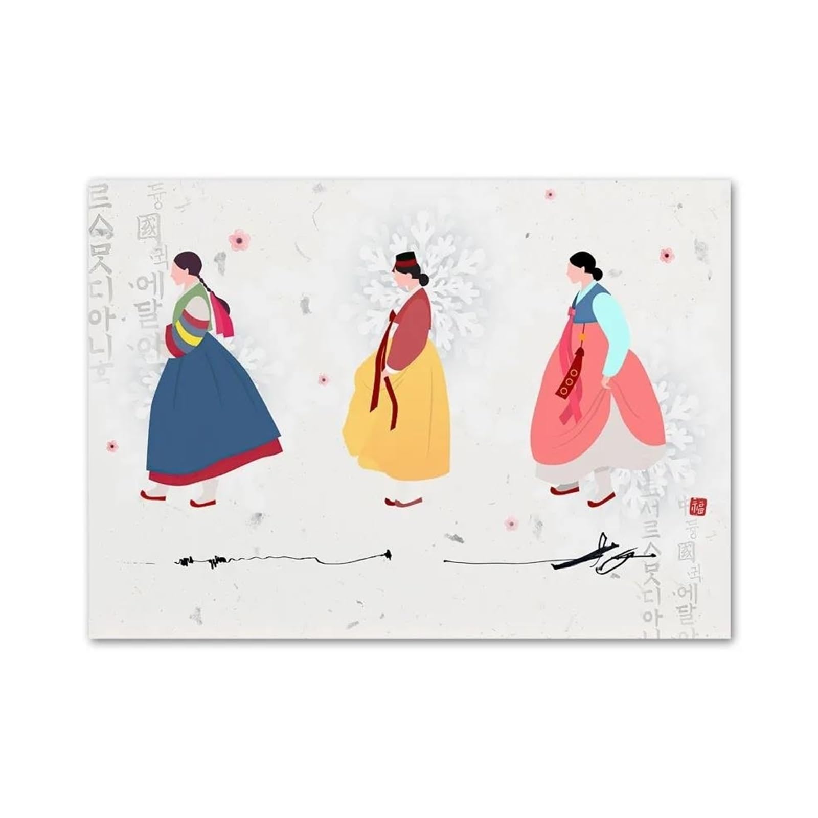 Byambd Girls L Aesthetic Pictures Korean Style Boho Hanbok Gir Asian Wal Art Aesthetics Print Canvas Painting Posters For Iving Room Modern Home Decor(,40X50cm)