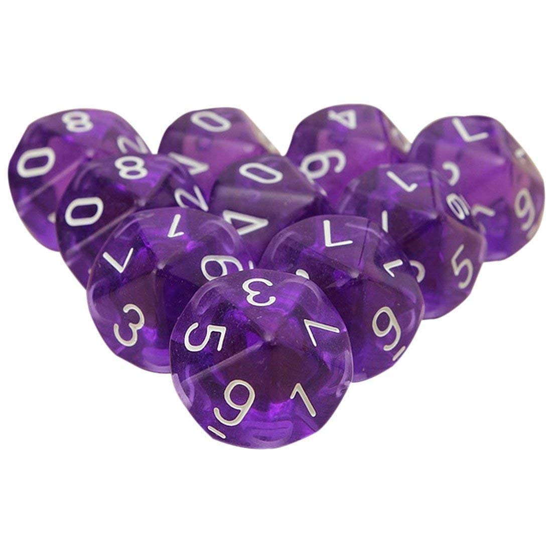 Dadi D6 Acrilico 10 Pezzi - 16mm Nero Oro - Per Giochi Di Ruolo