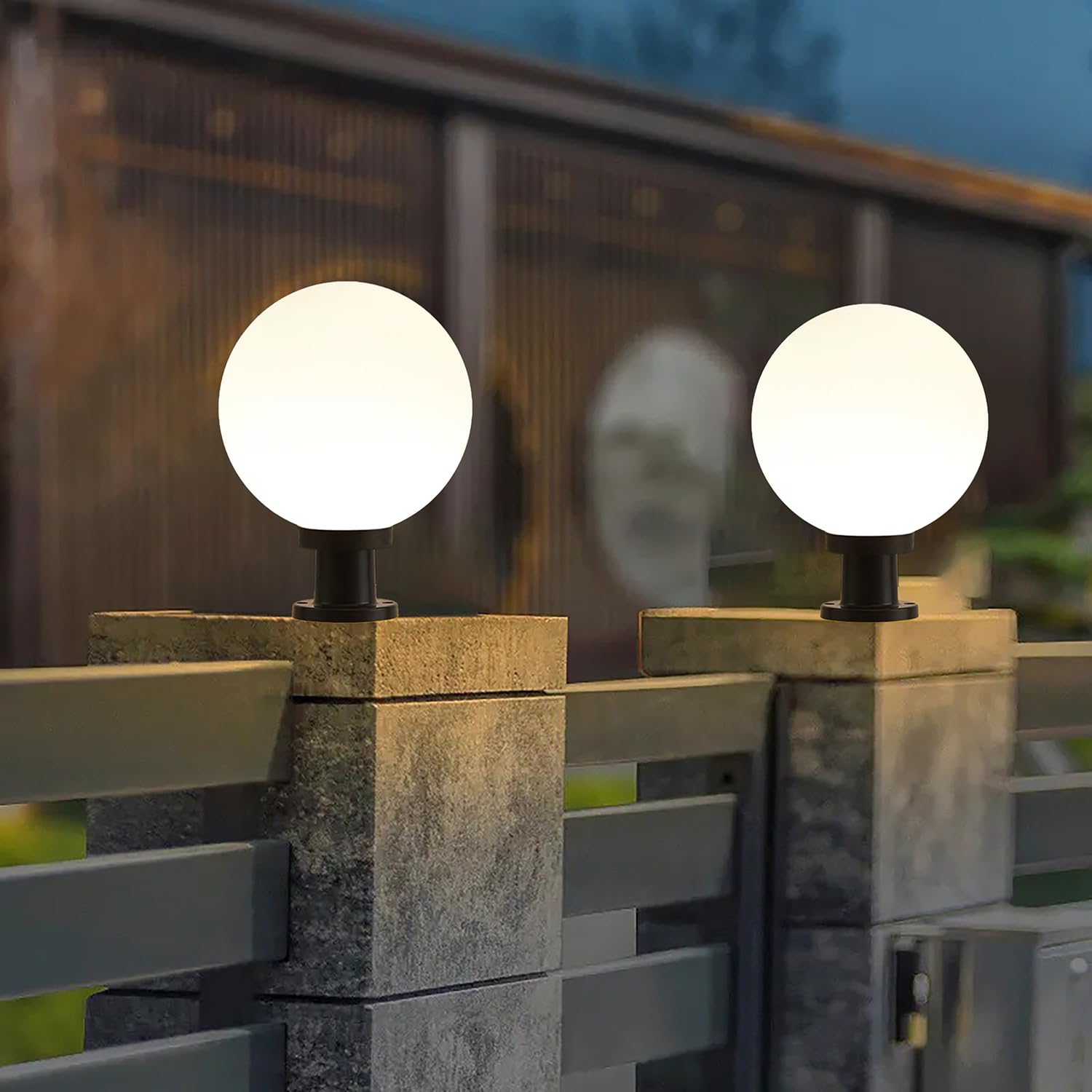 Luce Da Esterno A Palo - Lampada E27 Impermeabile Per Giardino, Cancelli, Ville, ∅25CM, Bianco - Foto 2