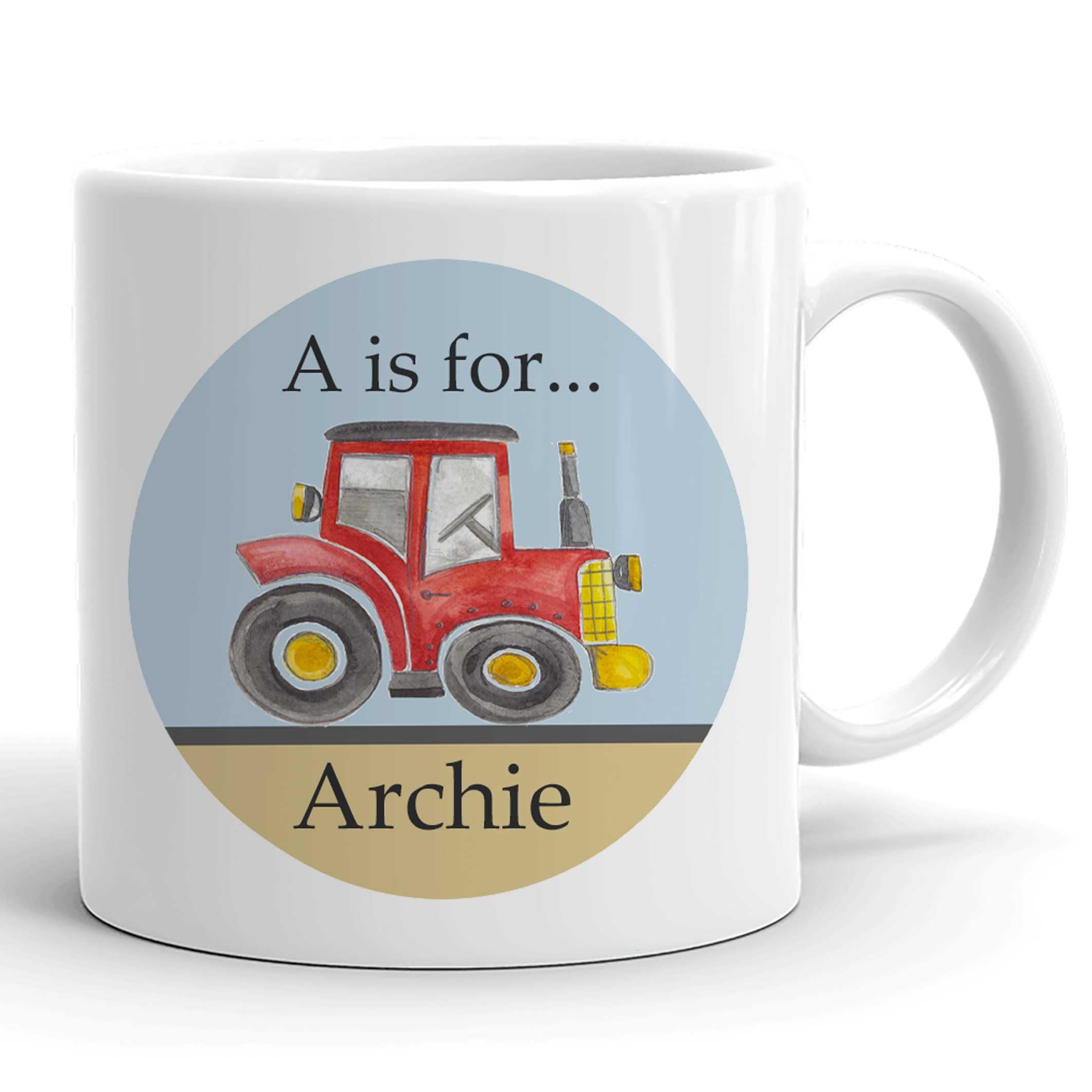 Tigerlilyprints Boys Tractor Plastic Mug, Toddler Unbreakable Cup, Birthday Gift, boy, Son, Nephew, Grandson