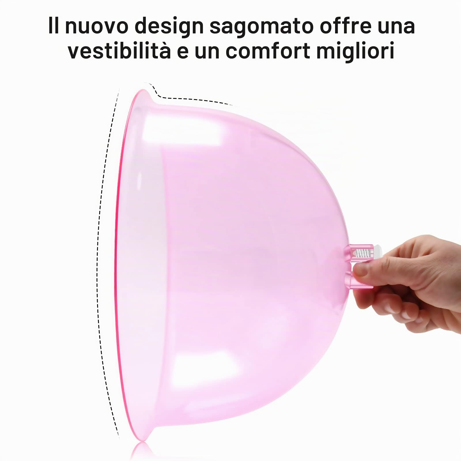 weiwei Ventose XL a forma di sedere da 180 ml e 210 ml (diametro 21,3 cm e 18,3 cm) con tubo a Y per sollevamento glutei, massaggio corpo (rosa, 2 paia)