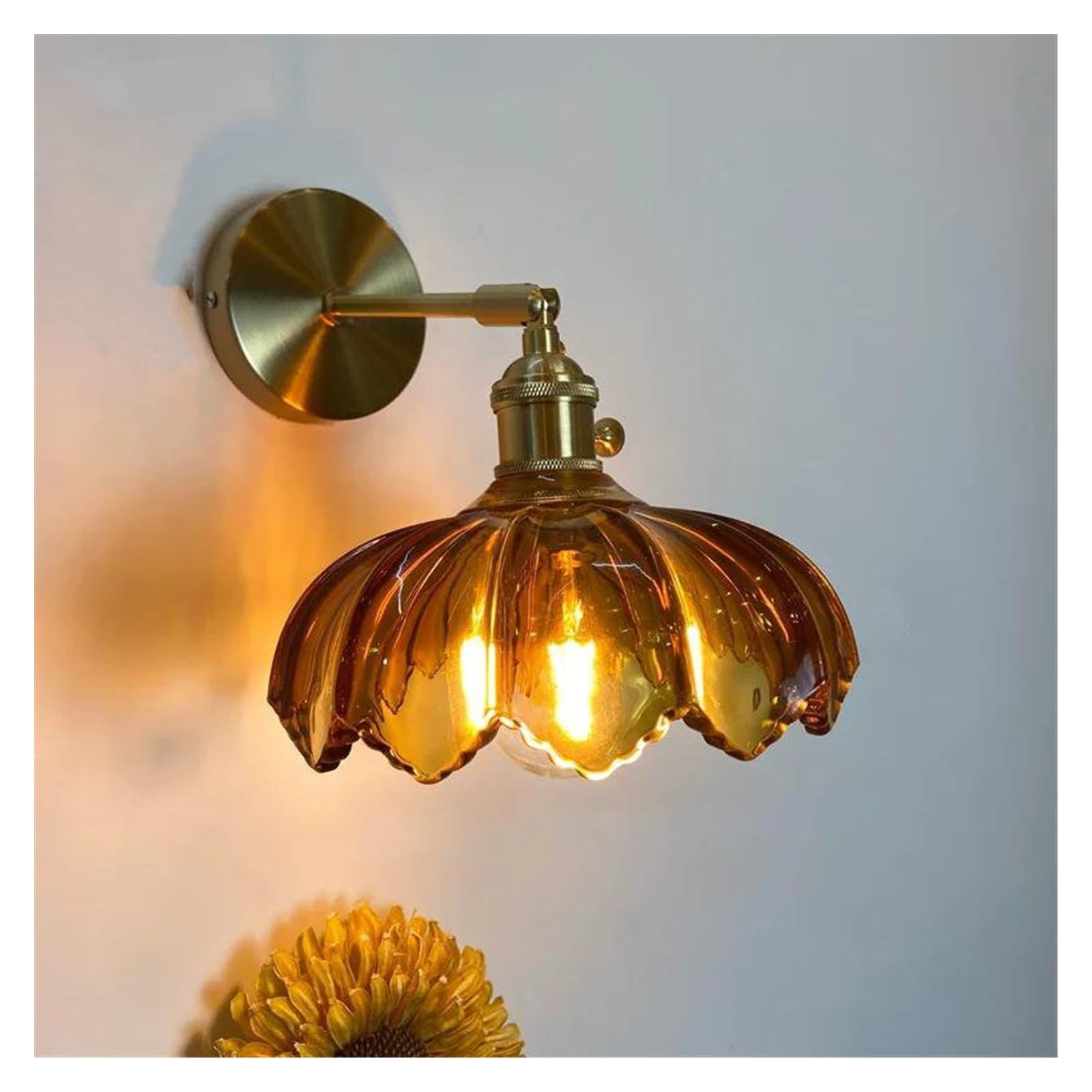 ZTCHSENZT Wall Sconces, Glass Modern LED Wall Sconce Lamp Switch On The Socket Bathroom Mirror Stair Light Nordic Copper Wandlamp Lighting,M