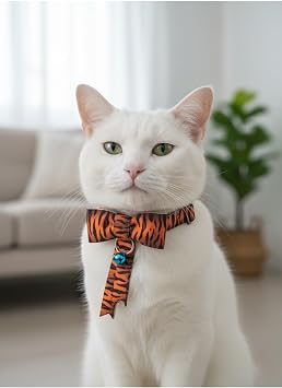 Kedi Kolyesi Tasma Ayarlanabilir Kolon Kordon Kaplan Desen Sesli Zilli