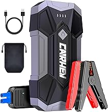 Booster Batterie Voiture 4500A, 12V Démarreur de Batterie de Voiture (Jusqu'à 8.0L Essence ou 8.0L Diesel), Booster Batterie Moto, Car Jump Starter avec Pinces Intelligentes et lumière LED
