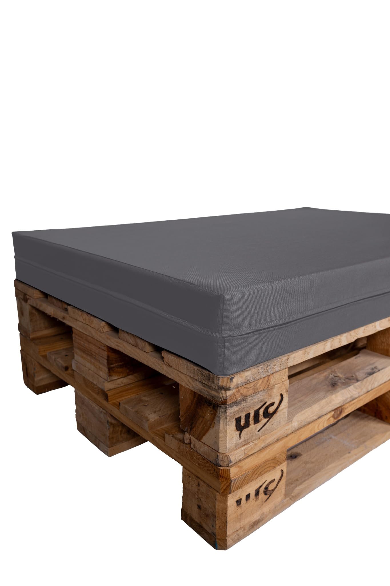 TexDeko Halbes Palettenkissen 60x80x12cm Loungekissen wasserabweisend waschbar Palettenpolster Made in EU (Grau)