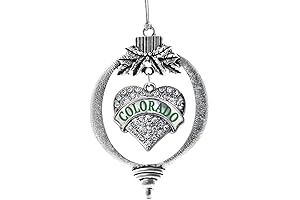 Sterling Silver Colorado Ornament | Pave Heart Charm | Holiday Ornament