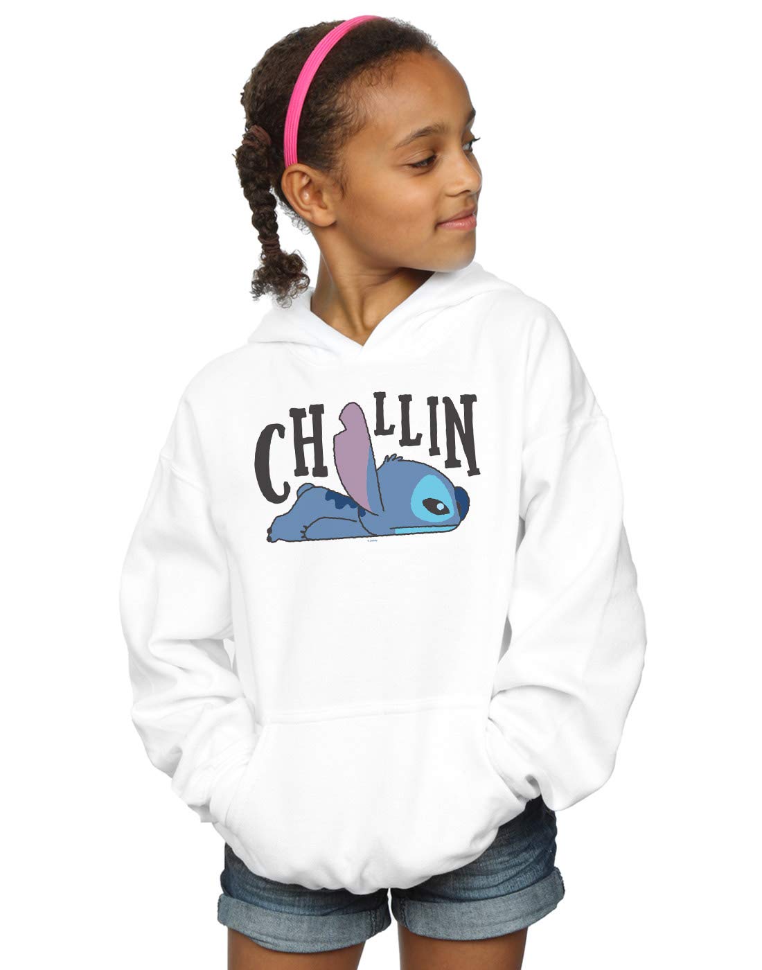 Disney Girls Lilo And Stitch Chillin Hoodie White 9-11 Years