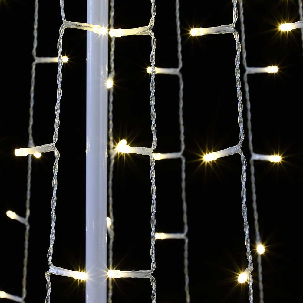 Albero di Natale Luminoso Altezza 220cm con 592 Luci 8 Giochi di Luce Struttura in Metallo Base 80cm Puntale a Stella Decorazioni Natalizie Interno Esterno IP44 (Bianco Caldo)