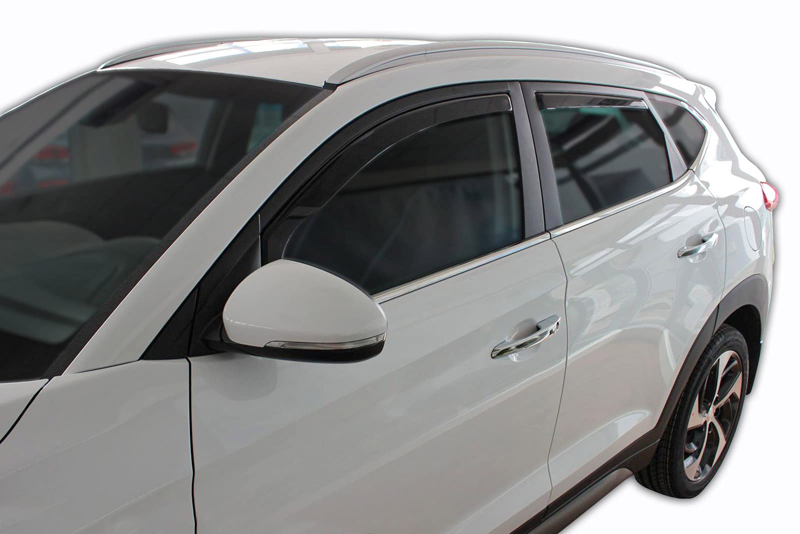 SCOUTT J&J Automotive GP Windabweiser passend für Hyundai Tucson 5-Türer 2015-2020 4tlg, Vorne und Hinten Regenabweiser Passform Getönt Schwarz