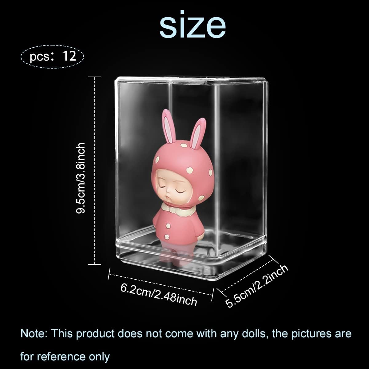 12 Pack Display Case, Free Standing Clear Cabinet Showcase for Mini Pop Figures, Collectibles, Gemstones & Mini Toys, Secure Stackable Design