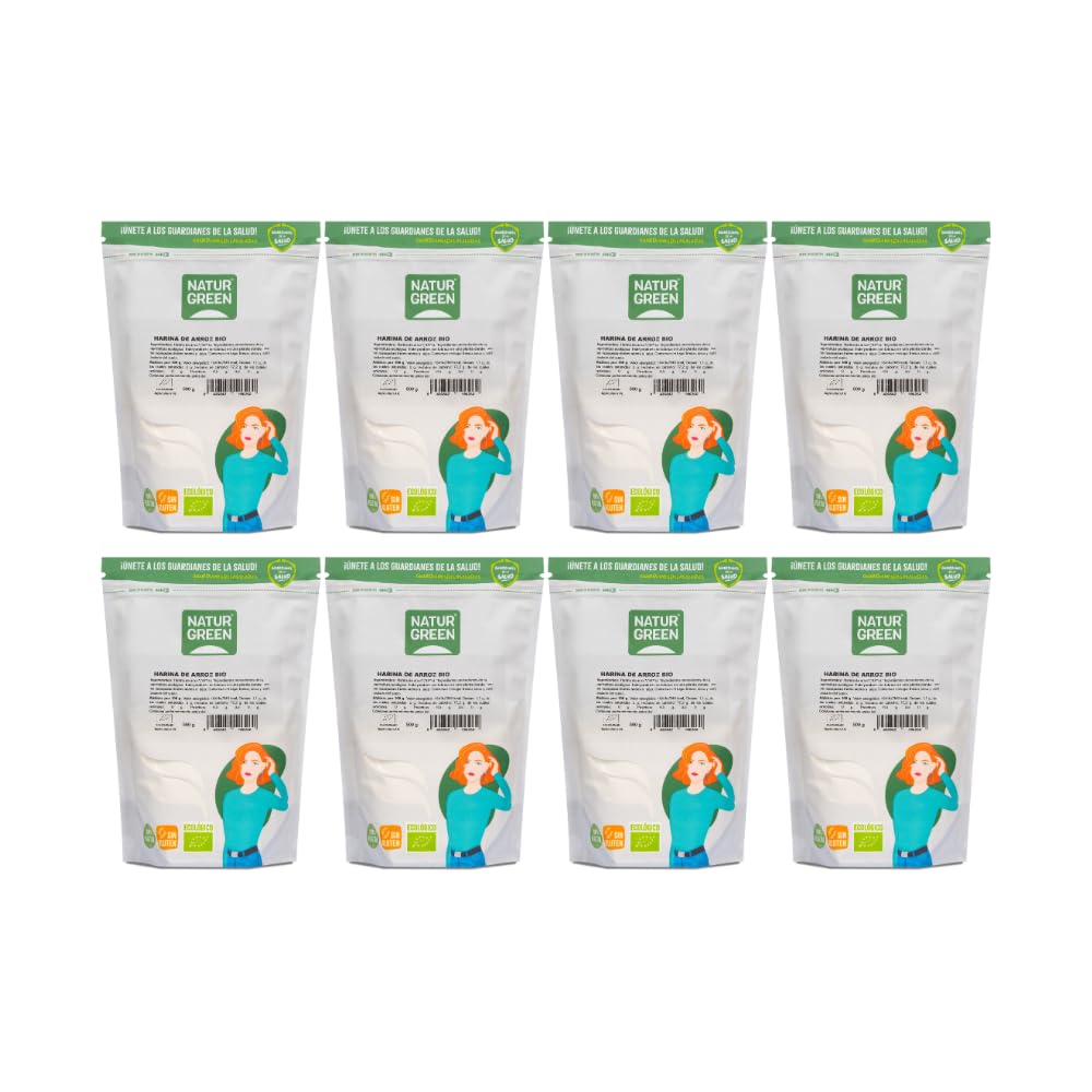 NaturGreen - Harina de Arroz, Arroz Blanco Molido, Ecológico, Condimento Bio, 100% Vegano, Sin Gluten - 500 g