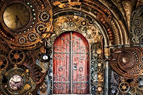 Miniatura 4 de YongFoto Telón de fondo retro steampunk de 10 x 8 pies, estilo nostalgia, diseño artístico, decoración de fiesta, accesorios para fotos, poliéster