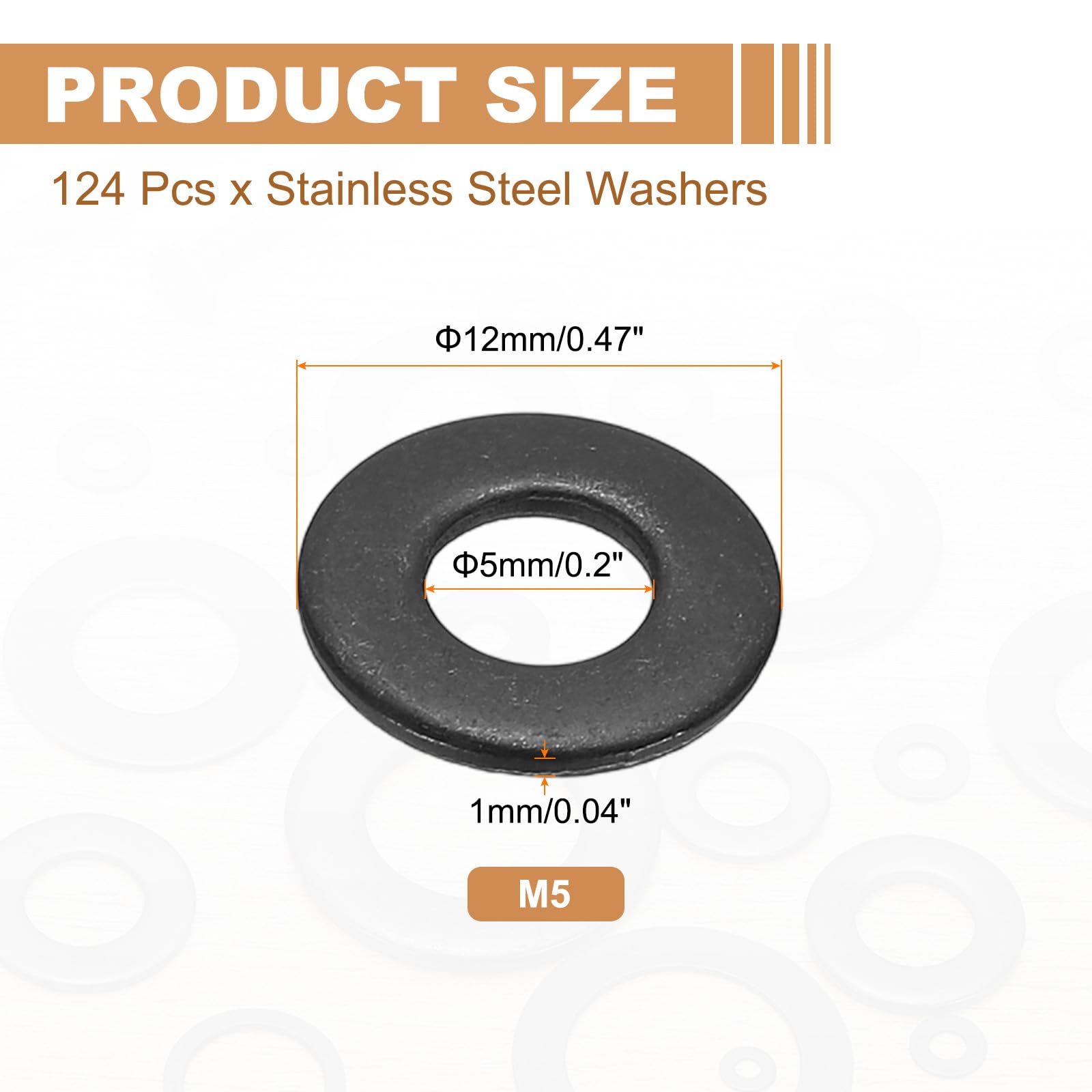 PATIKIL 124PCS M5 Stainless Steel Washers - Image 2